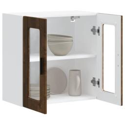 Berkfield Home Kitchen Wall Cabinet with Glass Door Porto Smoked Oak in Brown - thumbnail 1