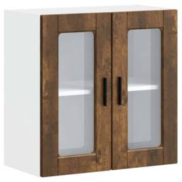 Berkfield Home Kitchen Wall Cabinet with Glass Door Porto Smoked Oak in Brown - thumbnail 3