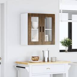 Berkfield Home Kitchen Wall Cabinet with Glass Door Porto Smoked Oak in Brown - thumbnail 4