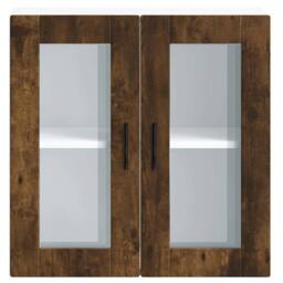 Berkfield Home Kitchen Wall Cabinet with Glass Door Porto Smoked Oak in Brown - thumbnail 7