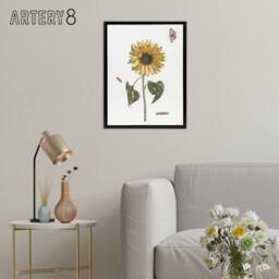 "Artery8 Sunflower Caterpillar & Two Butterflies Teyler Framed Canvas Art in White - Size: W12"" x H16""" - thumbnail 3