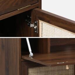 sweeek Secretary desk with wood decor, cane & 2 doors in Dark Brown - thumbnail 9