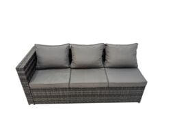 Fimous 8 Seater Garden Rattan Furniture Set with Side Table 2 Big Stool in Dark Grey - thumbnail 2