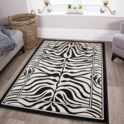 Kukoon Black White Zebra Print Maximalist Contemporary Living Room Area Rug - Size: 60 cm x 240 cm - thumbnail 8