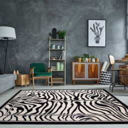 Kukoon Black White Zebra Print Maximalist Contemporary Living Room Area Rug - Size: 60 cm x 240 cm - thumbnail 5