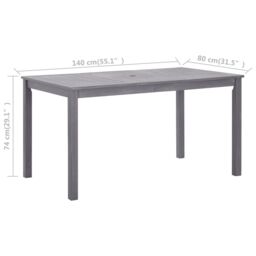 Berkfield Home Garden Table Grey Wash 140x80x74 cm Solid Acacia Wood - Size: 140 x 80 x 74 cm - thumbnail 6