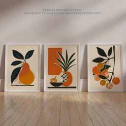 Wee Blue Coo Set of 3 Prints Summer Fruit Boho Mid Century Orange Wall Art - Size: A4 - thumbnail 6