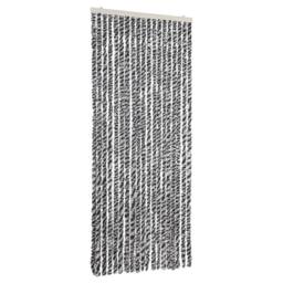 Berkfield Home Fly Curtain Grey & Black & White 56x185 cm Chenille - thumbnail 2
