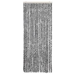 Berkfield Home Fly Curtain Grey & Black & White 56x185 cm Chenille - thumbnail 3