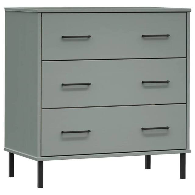 Berkfield Home Sideboard with 3 Drawers Grey 77x40x79.5 cm Solid Wood OSLO - image 1
