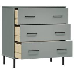 Berkfield Home Sideboard with 3 Drawers Grey 77x40x79.5 cm Solid Wood OSLO - thumbnail 5