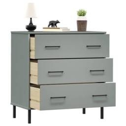 Berkfield Home Sideboard with 3 Drawers Grey 77x40x79.5 cm Solid Wood OSLO - thumbnail 3