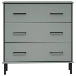 Berkfield Home Sideboard with 3 Drawers Grey 77x40x79.5 cm Solid Wood OSLO - thumbnail 4