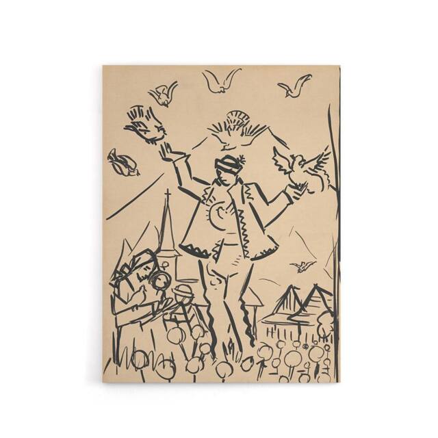 "Artery8 Study for Joy Family Ink Drawing Kubincan Canvas Wall Art in Beige - Size: W18"" x H24""" - image 1