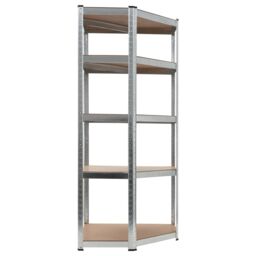 Berkfield Home Storage Shelf Silver 75x75x180 cm Steel & MDF - Size: 75 x 75 x 180 cm - thumbnail 2