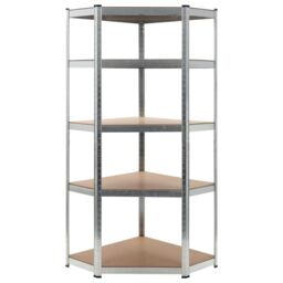 Berkfield Home Storage Shelf Silver 75x75x180 cm Steel & MDF - Size: 75 x 75 x 180 cm