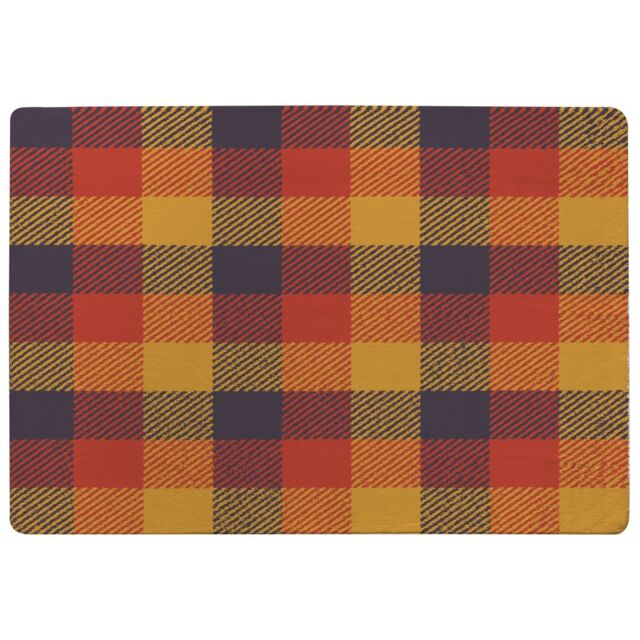 Benjamin Tate Design Orange Check Pattern Rug in Natural - Size: Large - image 1