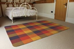 Benjamin Tate Design Orange Check Pattern Rug in Natural - Size: Large - thumbnail 3