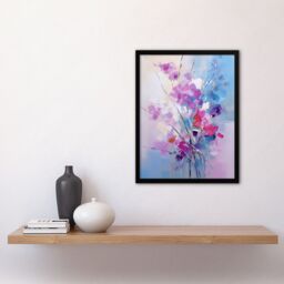 Artery8 Wall Art Print Abstract Wildflower Bouquet Painting Purple Blue Pink Floral Framed Art - Size: A4 - thumbnail 4