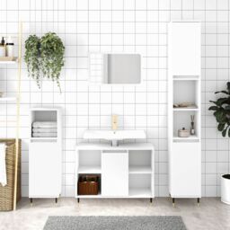 Berkfield Home Bathroom Cabinet White 30x30x100 cm Engineered Wood - Size: 30 x 30 x 100 cm - thumbnail 1