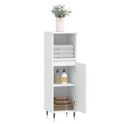 Berkfield Home Bathroom Cabinet White 30x30x100 cm Engineered Wood - Size: 30 x 30 x 100 cm - thumbnail 4