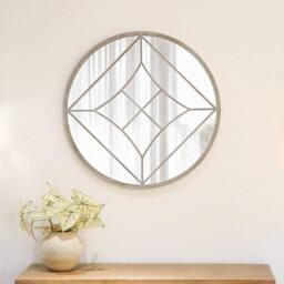 Charles Bentley Lisbon Round Garden Mirror Weather Resistant in Beige - thumbnail 3