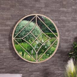Charles Bentley Lisbon Round Garden Mirror Weather Resistant in Beige - thumbnail 1