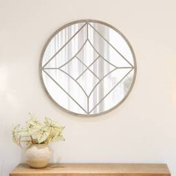Charles Bentley Lisbon Round Garden Mirror Weather Resistant in Beige - thumbnail 4