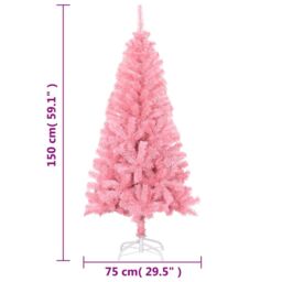 Berkfield Home Artificial Christmas Tree with Stand Pink 150 cm PVC - thumbnail 6