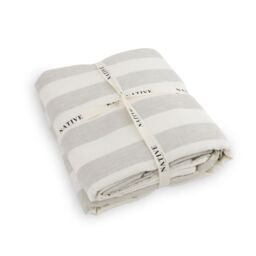 Native Natural Natural Stripes Super King 100% Linen Duvet Cover (260x220cm) in Off-White - thumbnail 2