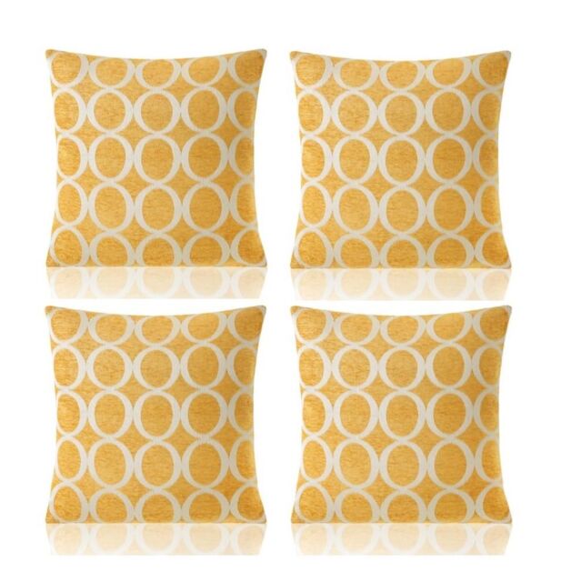 Luxury Living Luxury Chenille Cushion set of 4 in Yellow - Size: 45 cm x 45 cm - image 1