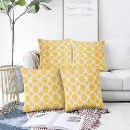 Luxury Living Luxury Chenille Cushion set of 4 in Yellow - Size: 45 cm x 45 cm - thumbnail 4