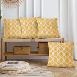 Luxury Living Luxury Chenille Cushion set of 4 in Yellow - Size: 45 cm x 45 cm - thumbnail 2