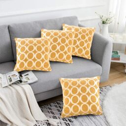 Luxury Living Luxury Chenille Cushion set of 4 in Yellow - Size: 45 cm x 45 cm - thumbnail 3
