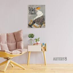 "Artery8 Ride a Stearns Vintage Bicycle Ad Canvas Wall Art Print Penfield in Grey - Size: W18"" x H24""" - thumbnail 3