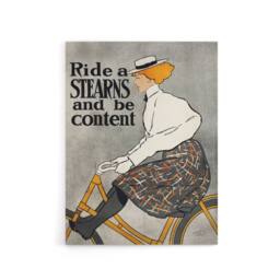 "Artery8 Ride a Stearns Vintage Bicycle Ad Canvas Wall Art Print Penfield in Grey - Size: W18"" x H24""" - thumbnail 1