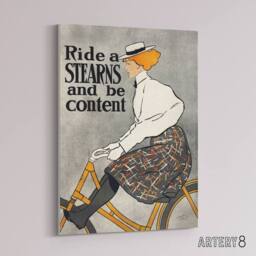 "Artery8 Ride a Stearns Vintage Bicycle Ad Canvas Wall Art Print Penfield in Grey - Size: W18"" x H24""" - thumbnail 2