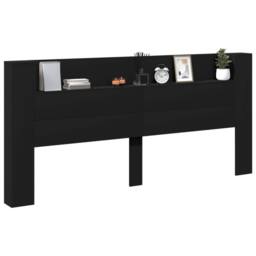 Berkfield Home Headboard Cabinet with LED Black 220x16.5x103.5 cm - thumbnail 5
