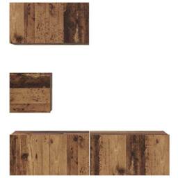 Berkfield Home TV Unit Set 4 pcs Old wood 60 x 30 x 30 cm Engineered wood in Brown - thumbnail 7