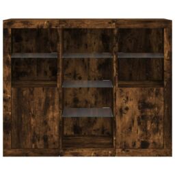 Berkfield Home Sideboards with LED Lights 3 pcs Smoked Oak Engineered Wood in Brown - thumbnail 6