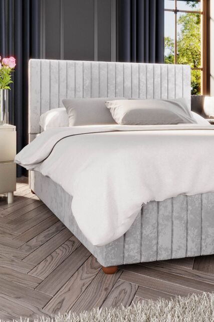 Laurence Llewelyn-Bowen Estella Ottoman Storage Bed in Mirazzi Velvet Fabric, Custom Made in Silver - Size: Double - image 1