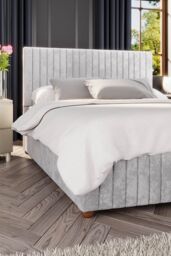 Laurence Llewelyn-Bowen Estella Ottoman Storage Bed in Mirazzi Velvet Fabric, Custom Made in Silver - Size: Double - thumbnail 1