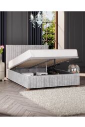 Laurence Llewelyn-Bowen Estella Ottoman Storage Bed in Mirazzi Velvet Fabric, Custom Made in Silver - Size: Double - thumbnail 3