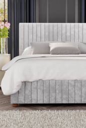 Laurence Llewelyn-Bowen Estella Ottoman Storage Bed in Mirazzi Velvet Fabric, Custom Made in Silver - Size: Double - thumbnail 2