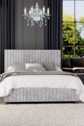 Laurence Llewelyn-Bowen Estella Ottoman Storage Bed in Mirazzi Velvet Fabric, Custom Made in Silver - Size: Double - thumbnail 4