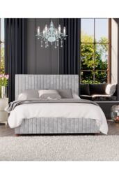 Laurence Llewelyn-Bowen Estella Ottoman Storage Bed in Mirazzi Velvet Fabric, Custom Made in Silver - Size: Double - thumbnail 5