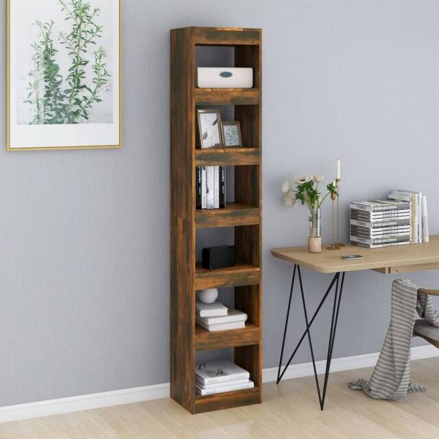 Berkfield Home Classic Book Cabinet/Room Divider Smoked Oak 40x30x198 cm in Brown - Size: 40 x 30 x 198 cm - image 1