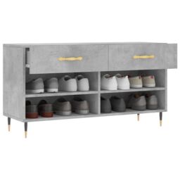 Berkfield Home Shoe Bench Concrete Grey 102x35x55 cm Engineered Wood - Size: 102 x 35 x 55 cm - thumbnail 3