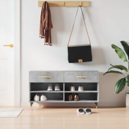 Berkfield Home Shoe Bench Concrete Grey 102x35x55 cm Engineered Wood - Size: 102 x 35 x 55 cm