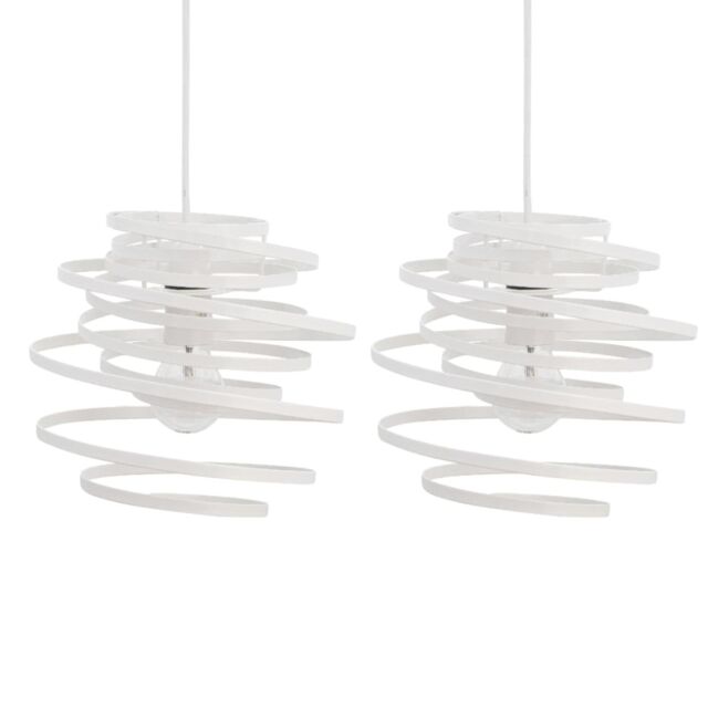 First Choice Lighting Set of 2 White Metal Swirl Easy Fit Light Shades - image 1